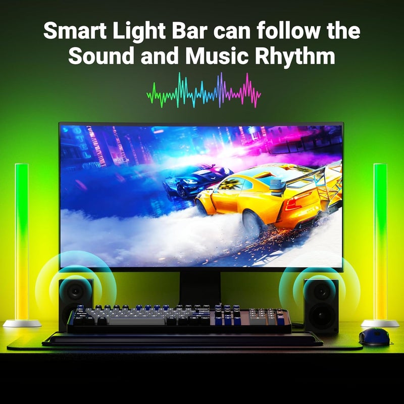 TJOY Smart Light Bars, RGB TV Backlight with Music Sync, LED Table Desk Light Bar, Game Lights with Scene Modes, 60 Lumens, Atmosphere Lighting for PC, Gaming, Pictures, Room Decoration, 2pack(White) - Image 3